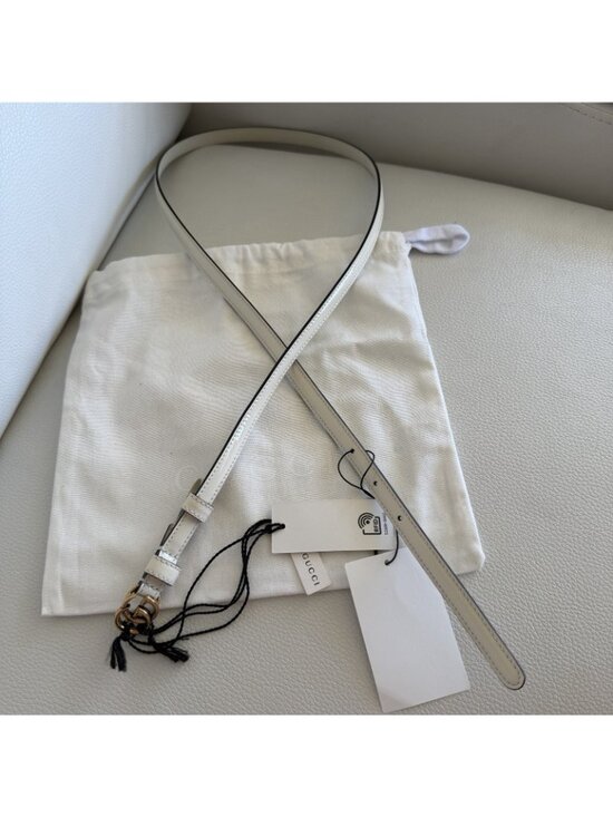 NEW Gucci 707327 GG Thin Patent Belt Size 110/42 White main image 6